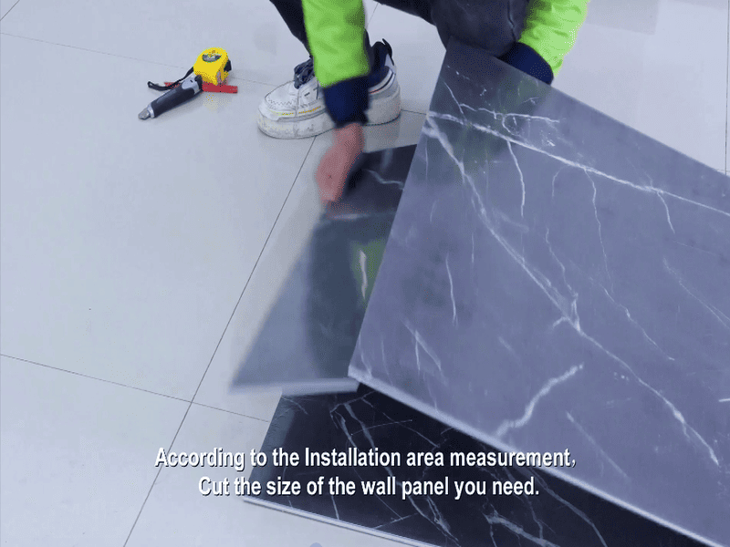 Cutting SPC wall panel for installation