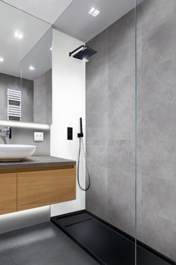 Waterproof SPC wall panels with stone texture for bathroom