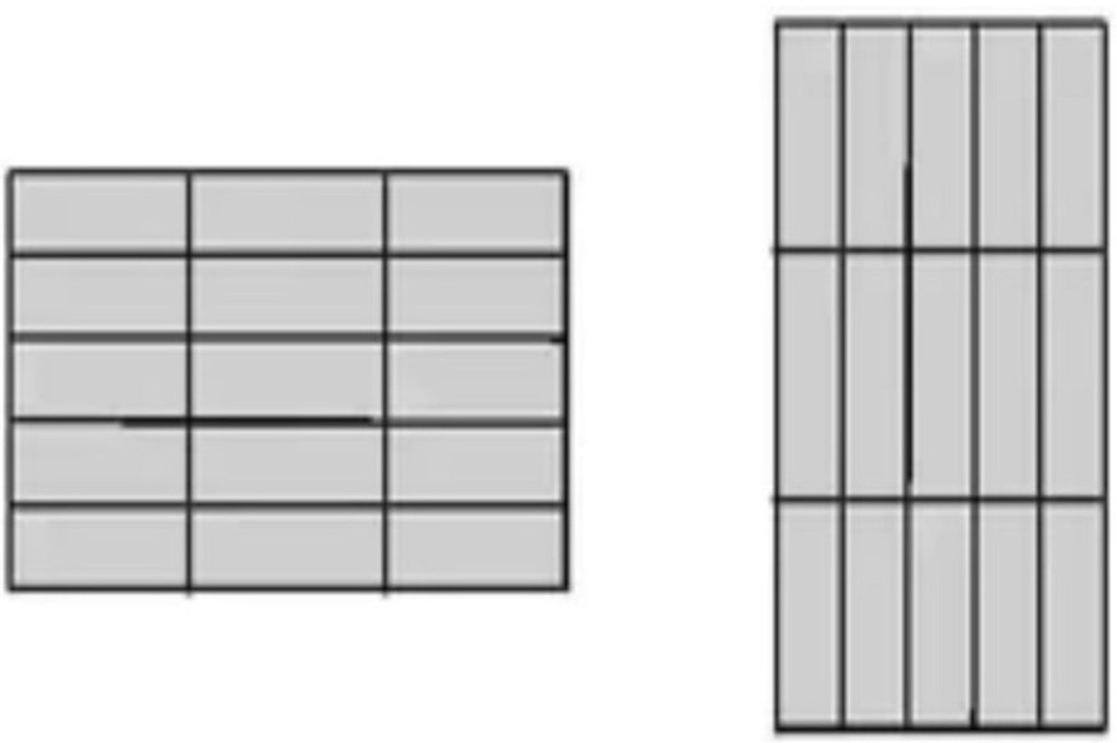 SPC wall panels in Stack Bond with aligned vertical joints, giving a clean, modern look; horizontal layout adds order to bathroom walls, vertical layout emphasizes vertical lines.